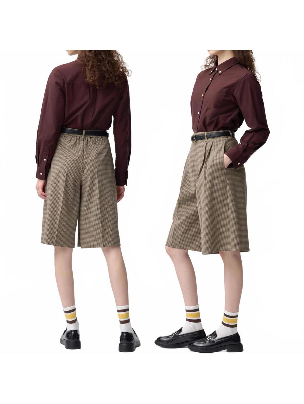 Uniqlo GU Bermuda Checked Shorts NWT Brown XS